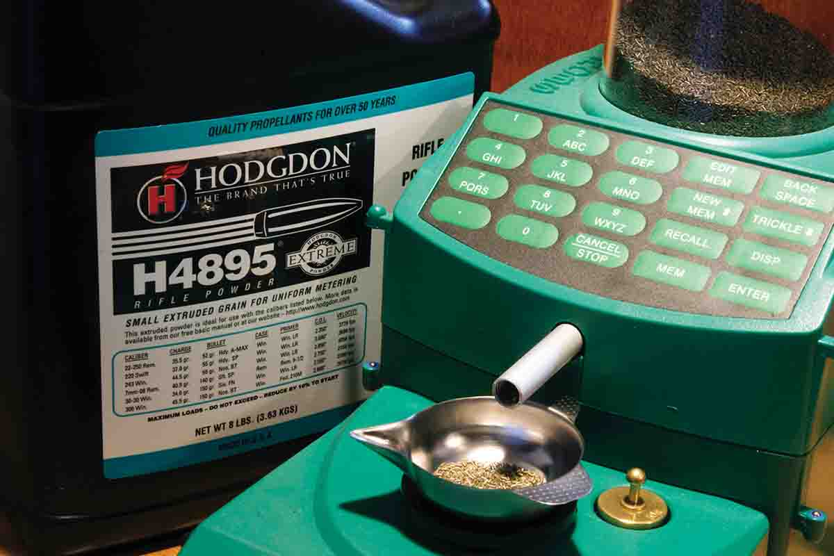 H-4895 was Hodgdon’s first powder, purchased as government surplus at four cents a pound, and sold in 1-pound paper bags for seventy-five cents. Now commercially produced, it is Hodgdon’s longest standing, and still one of its most useful powders.